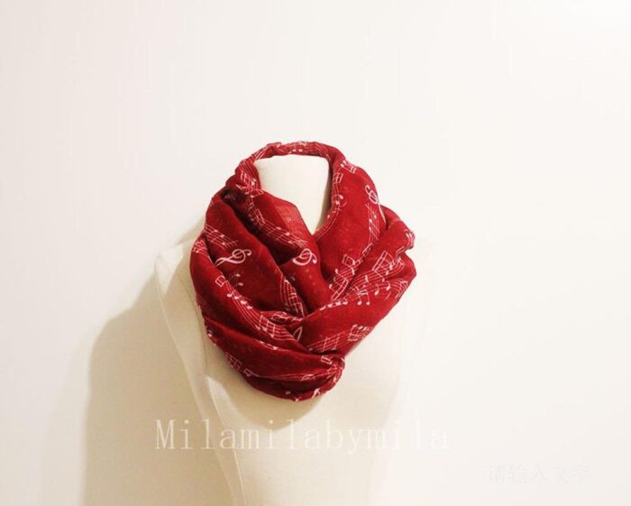 Red SCARF W/ MUSIC NOTES